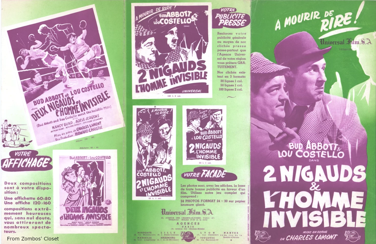Abbott and Costello Meet the Invisible Man French pressbook
