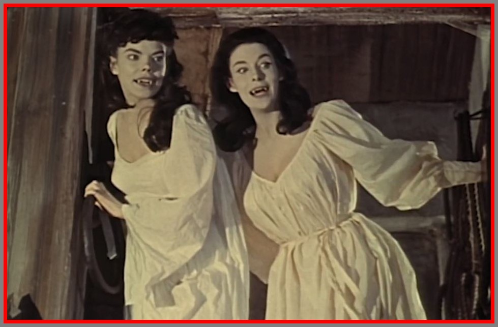 Two deadly lovelies: Andree Melly and Marie Devereux as the “brides of Dracula..uh…Meinster.” Two deadly lovelies: Andree Melly and Marie Devereux as the “brides of Dracula..uh…Meinster.”