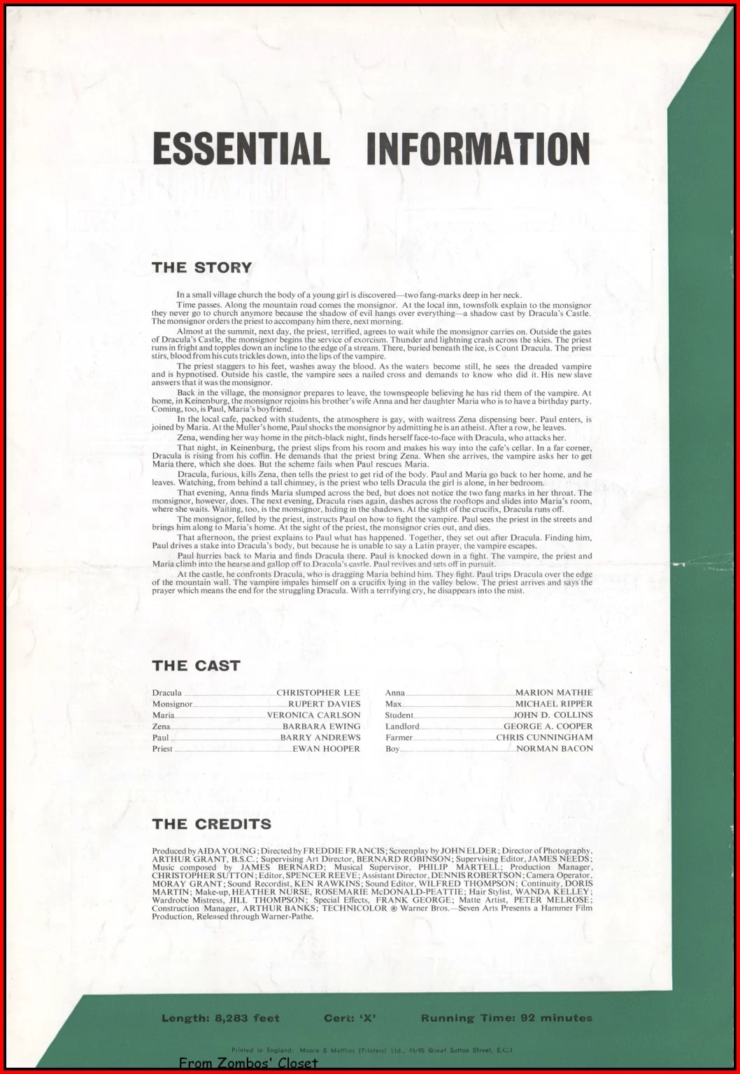 Dracula has risen from the grave UK pressbook. Dracula has risen from the grave UK pressbook.