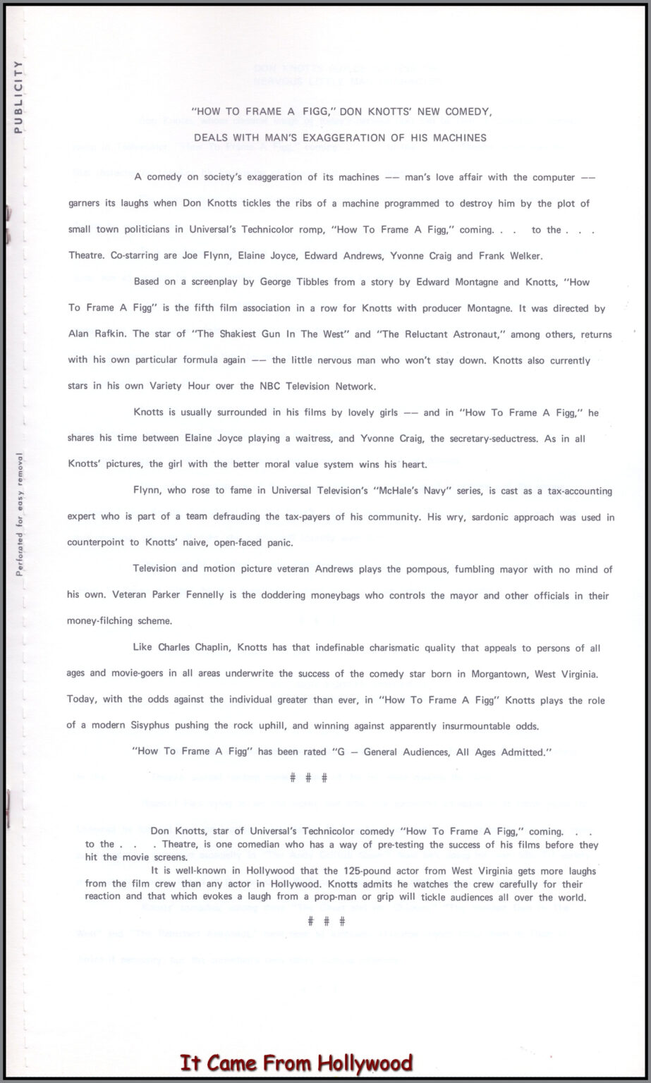 How to Frame a Figg 1971 movie pressbook