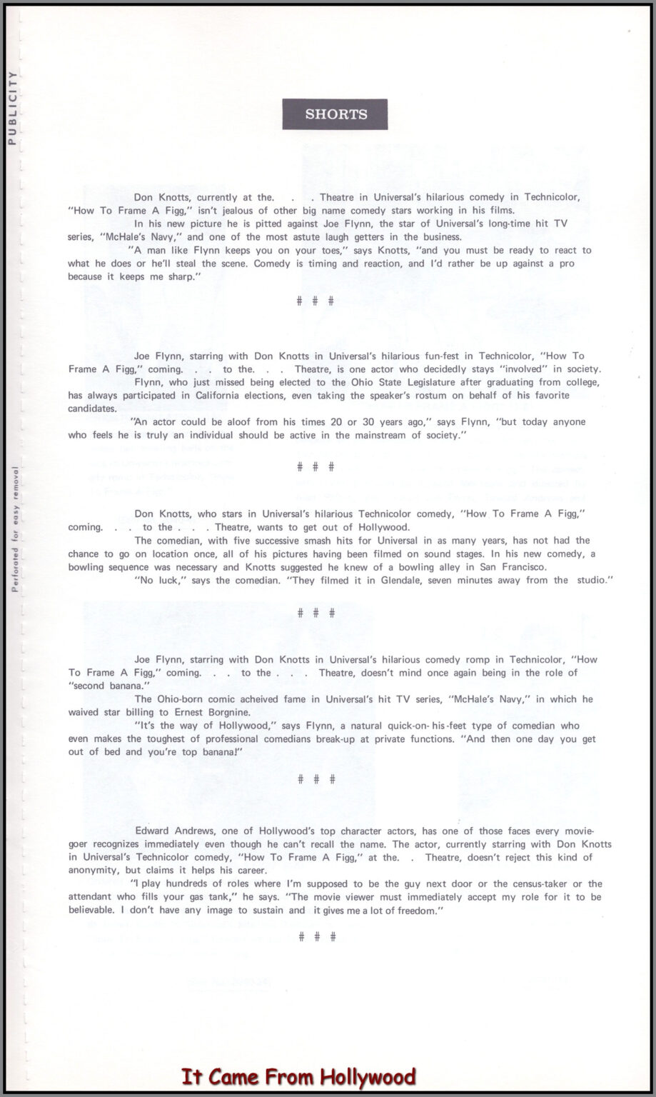 How to Frame a Figg 1971 movie pressbook