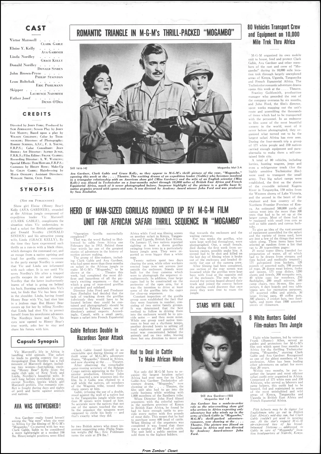 MGM's Mogambo pressbook. MGM's Mogambo pressbook.