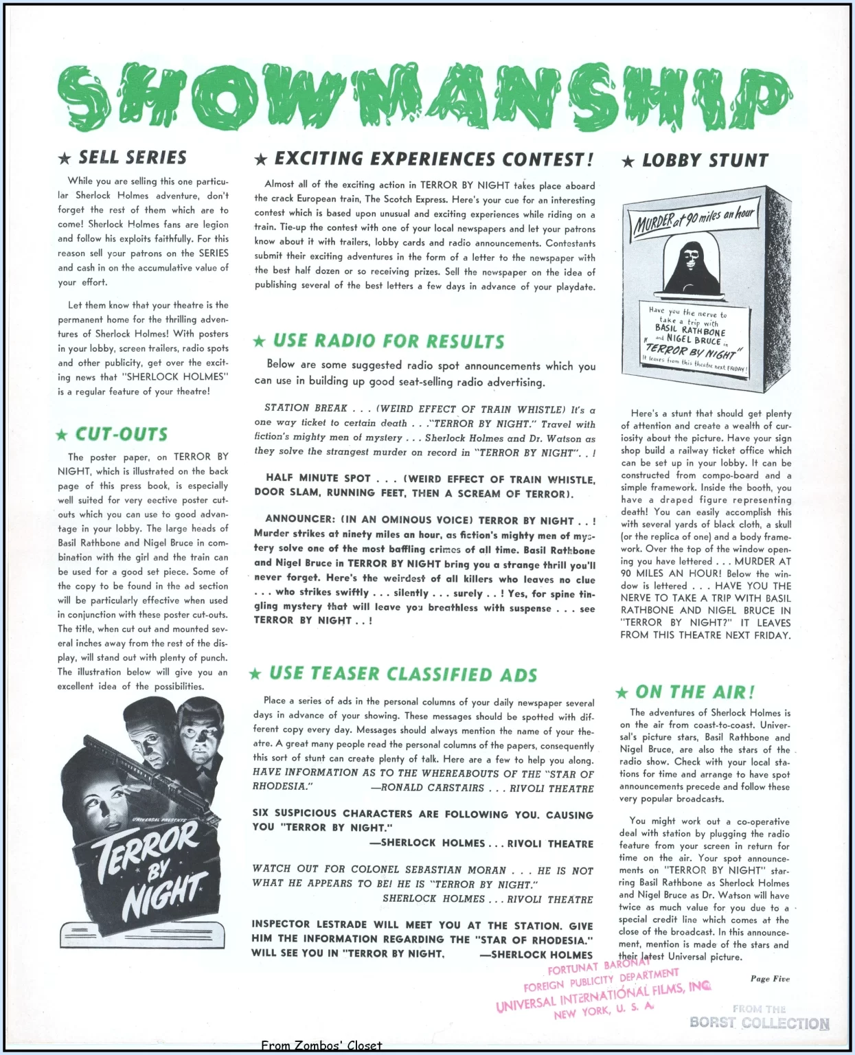 Terror by Night Pressbook Terror by Night Pressbook