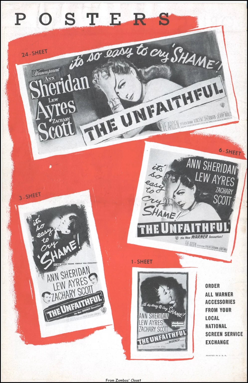 the unfaithful 1947 movie pressbook the unfaithful 1947 movie pressbook