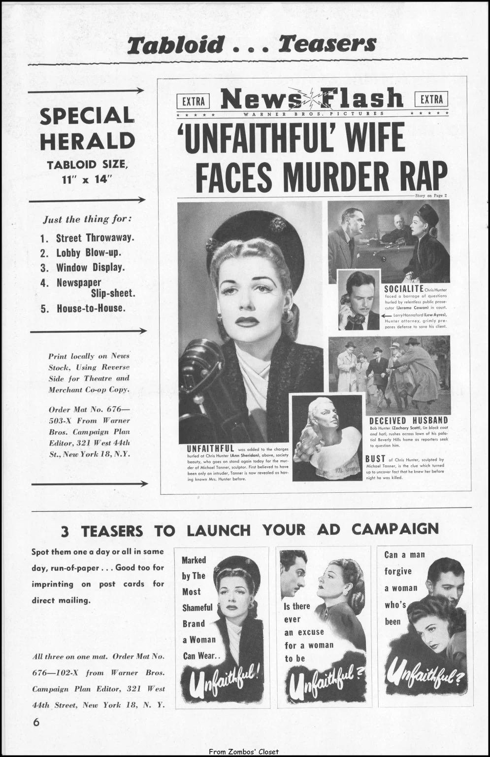 the unfaithful 1947 movie pressbook the unfaithful 1947 movie pressbook