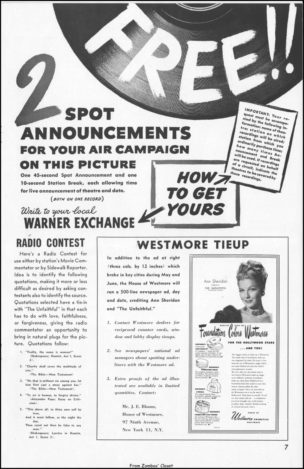 the unfaithful 1947 movie pressbook the unfaithful 1947 movie pressbook