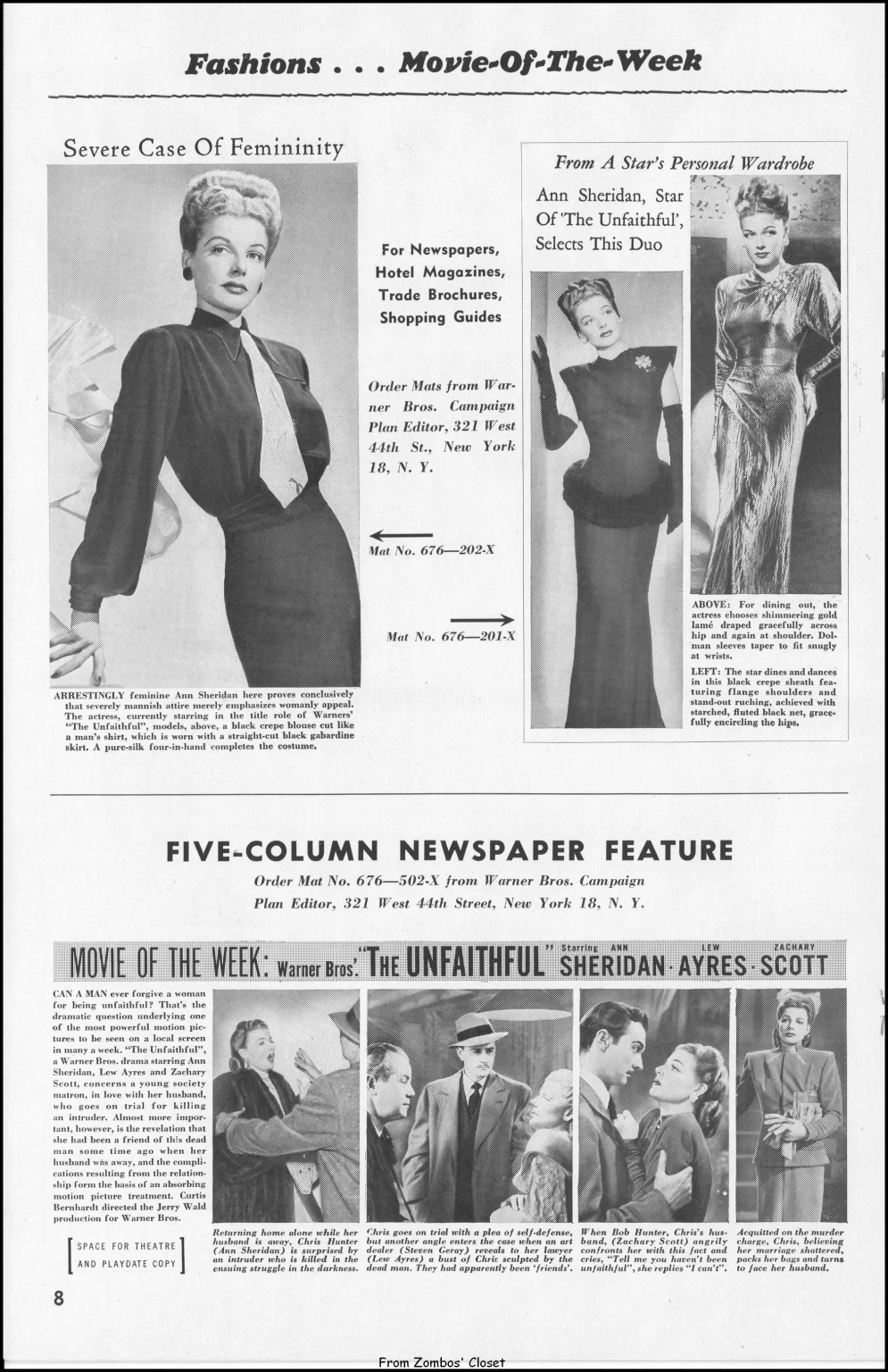 the unfaithful 1947 movie pressbook the unfaithful 1947 movie pressbook