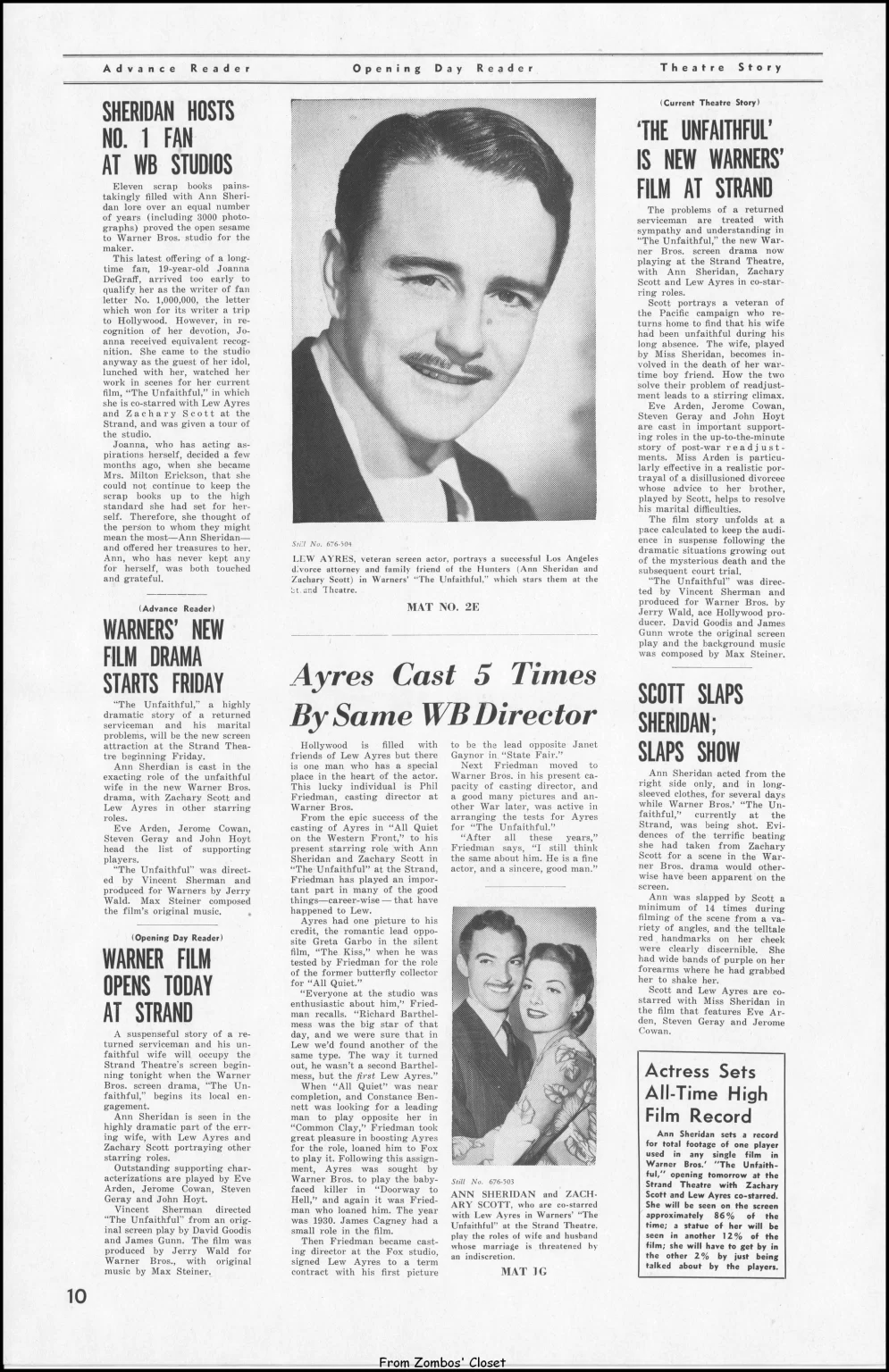 the unfaithful 1947 movie pressbook the unfaithful 1947 movie pressbook