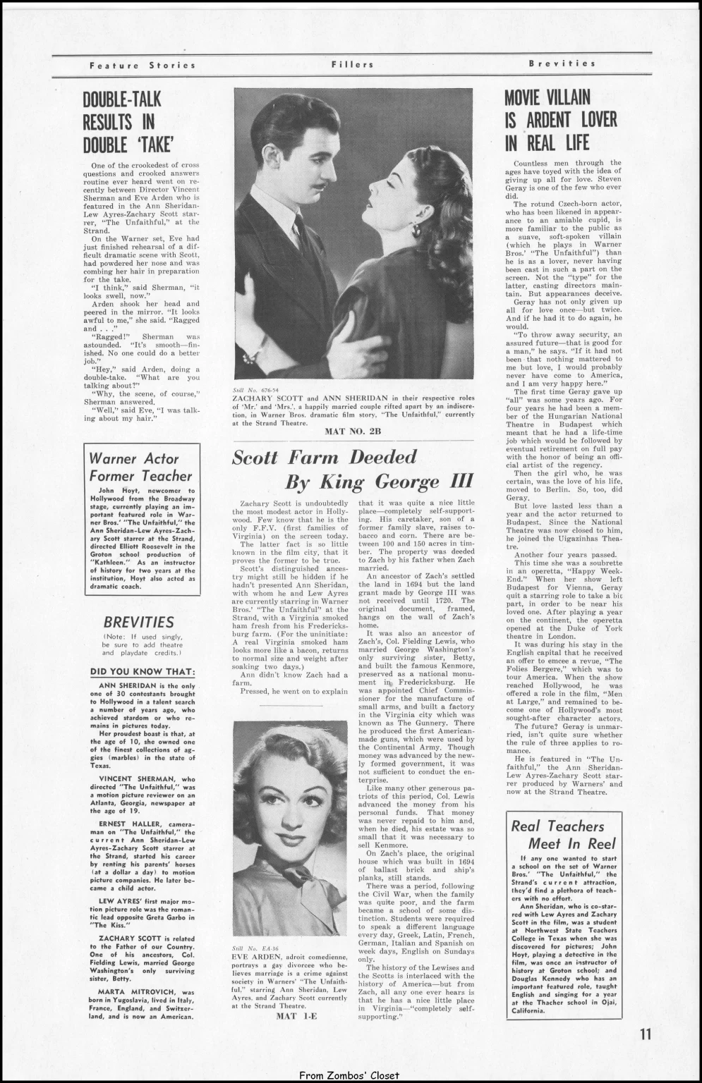 the unfaithful 1947 movie pressbook the unfaithful 1947 movie pressbook