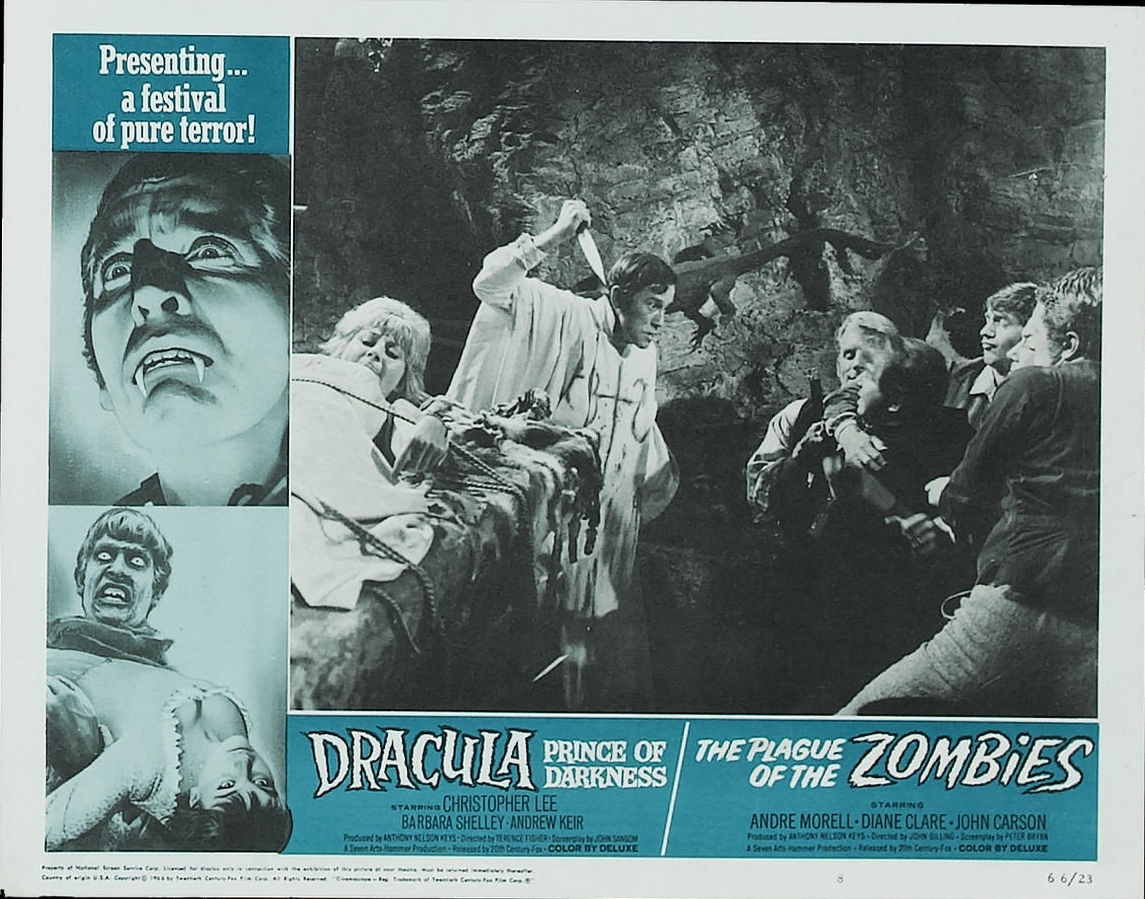 Dracula and Plague of the Zombies lobby card. Dracula and Plague of the Zombies lobby card.