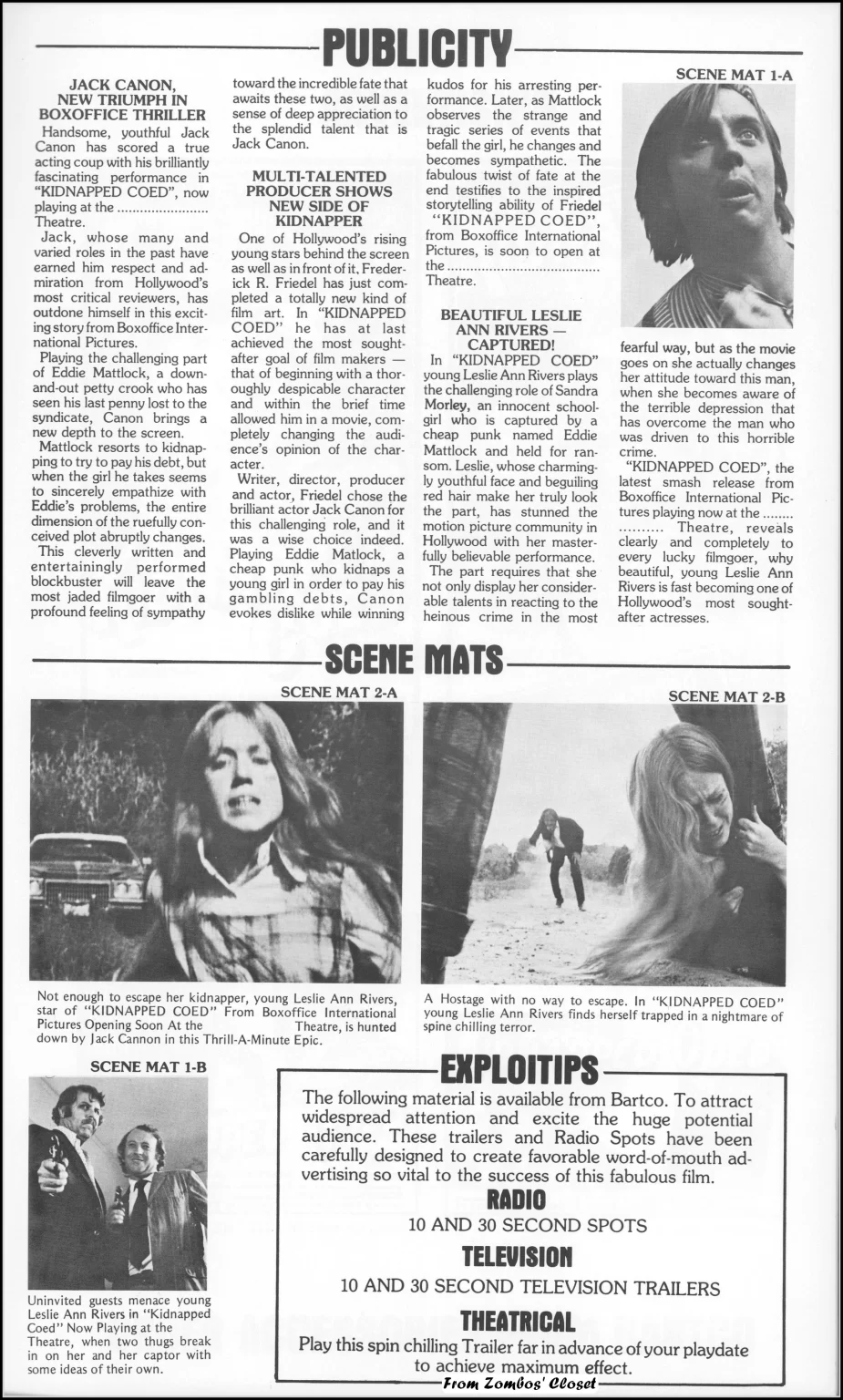 Kidnapped Coed movie pressbook Kidnapped Coed movie pressbook