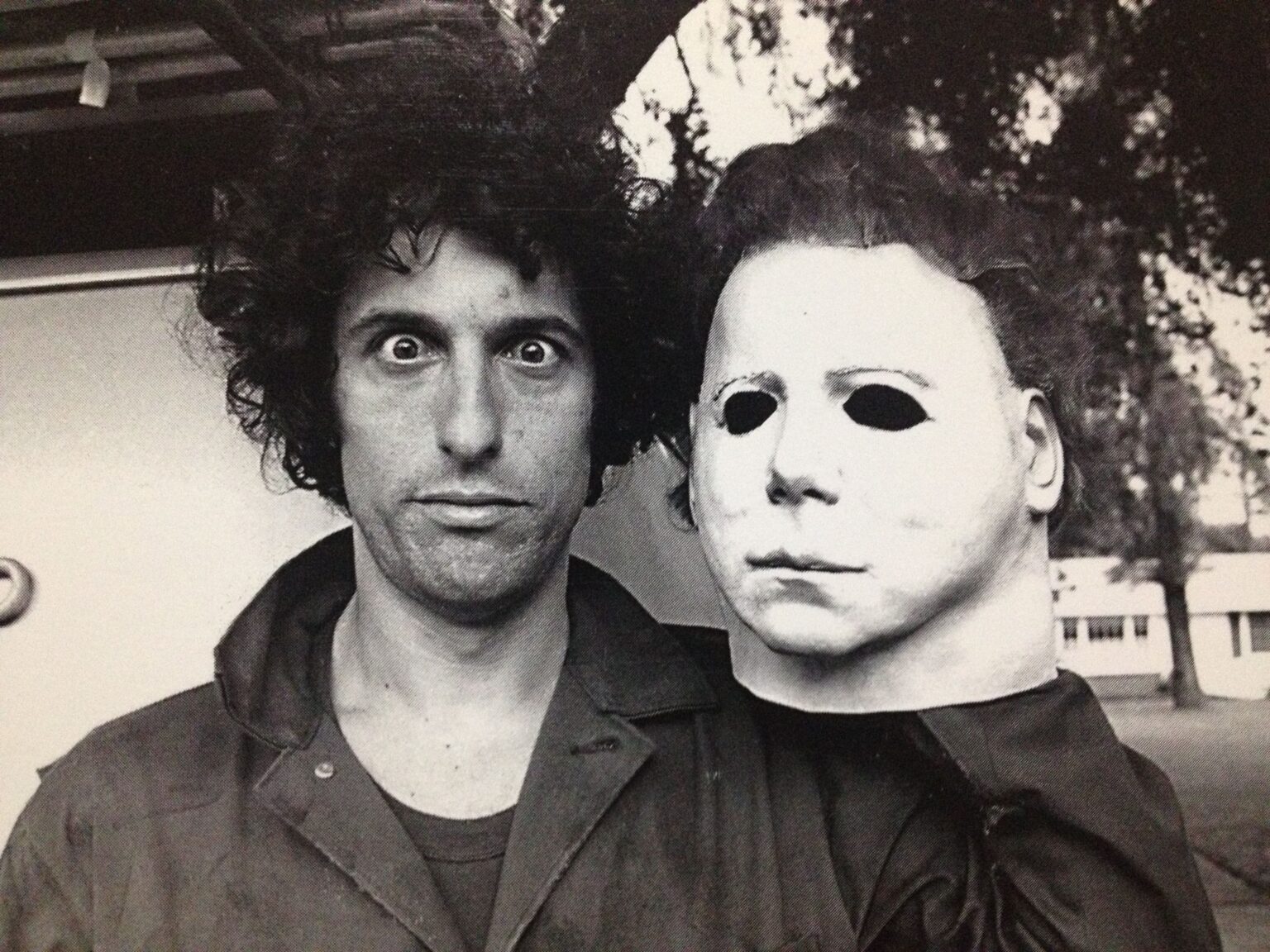 Actor Nick Castle holding up Michael Myers mask Actor Nick Castle holding up Michael Myers mask