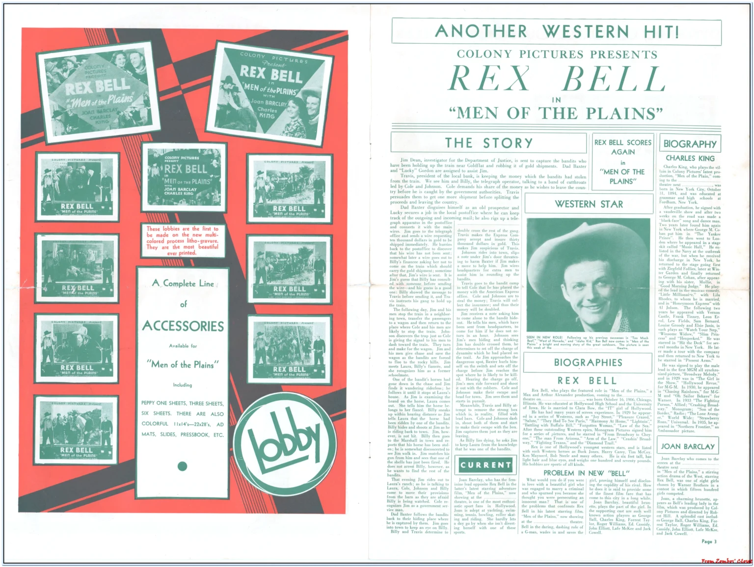 Rex Bell Men of the Plains Pressbook Rex Bell Men of the Plains Pressbook