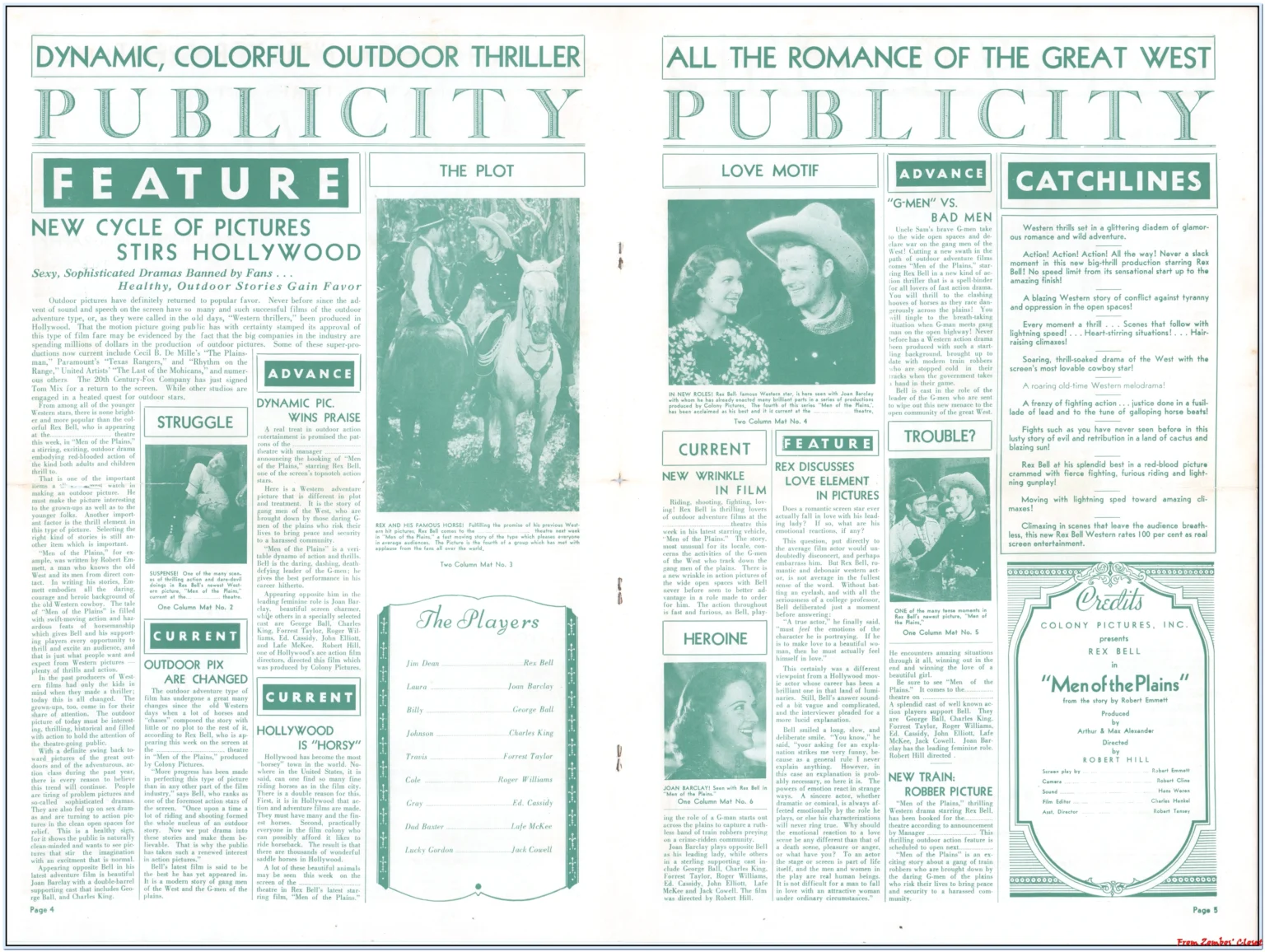 Rex Bell Men of the Plains Pressbook Rex Bell Men of the Plains Pressbook