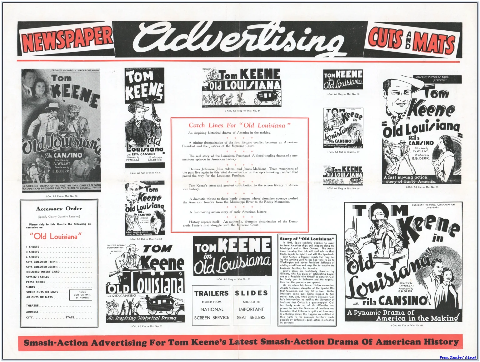Tom Keene Old Louisiana pressbook Tom Keene Old Louisiana pressbook