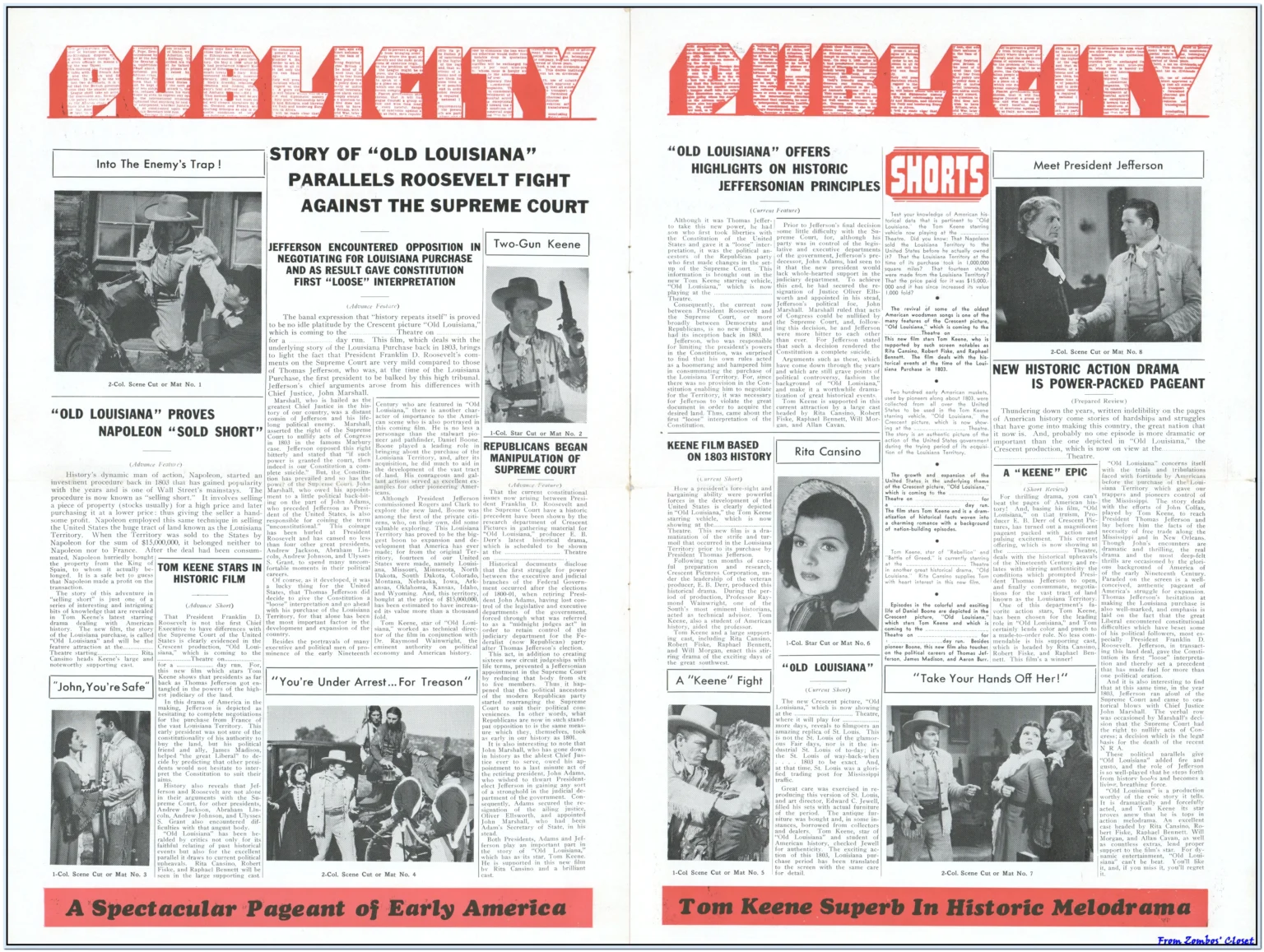 Tom Keene Old Louisiana pressbook Tom Keene Old Louisiana pressbook